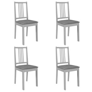 Sillas de comedor con cojines de madera maciza gris 4 unidades qweo6129