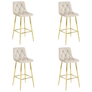 Valora taburetes koda terciopelo beige patas doradas x4