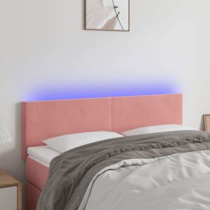 Cabecero con LED de terciopelo rosa 144x5x78/88 cm eso7278