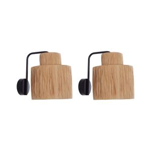 Conjunto de 2 lámparas de pared shinfa mimbre natural