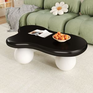Mesa de centro nube con LED mdf negro blanco 32x95x62,5cm