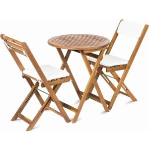 Set de balcón fieldmann fdzn 4003-t - mesa y 2 sillas plegables - madera de
