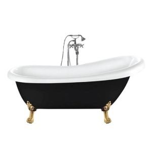 Bañera con patas richmond negra  171 cm patas león doradas