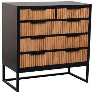 Cómoda de 4 cajones madera y metal 80x39.5x81h cm