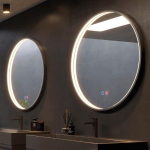 LEDimex - espejo redondo ø70cm LED antivaho tri-LED serie nepal negro mate
