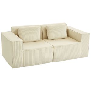 Sofá 3 plaza 202x90x76 cm pana color beige Homcom, hogar - sofás y butacas