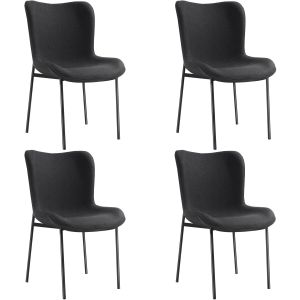 4 sillas de comedor tejido acolchado 54 x 62 x 90 cm negro/negro