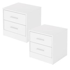 2x mesitas de noche con 2x cajónes 38 x 37 x 34 cm blanco ml-design