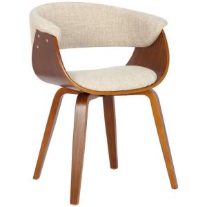 Silla comedor acolchada tela crema nogal - 1 ud.