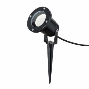Foco de jardín exterior con piqueta hierro negro gu10 ip65 orientable