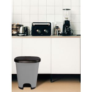27 litros | negro - gris | cubo basura plástico moderno | apertura con ped
