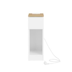 Mesita de noche con carga usb-c, enchufe y color blanco