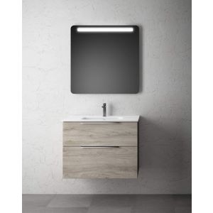 Mueble de baño suspendido con lavabo cerámico | 100 cm - pino gris