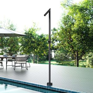 Ducha de piscina oklhaoma en acero inox negro mate | poolimex