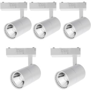 5x foco LED carril 40w, luz fria 6000k, 2700 lm, 220v monofásico, blanco