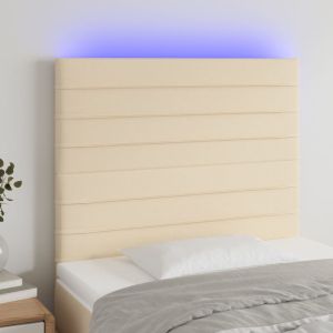 Cabecero con luces LED tela crema 80x5x118/128 cm eso4645