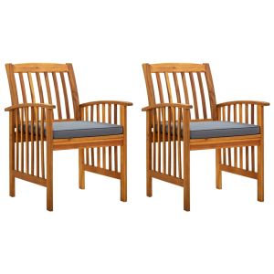 vidaXL sillas de comedor jardín 2 uds con cojines madera maciza acacia