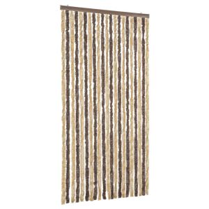 vidaXL cortina antimoscas chenilla marrón oscuro y beige 90x200 cm