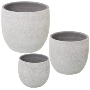 Set 3 maceteros ceramica blanco arena