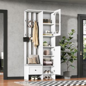 Mueble recibidor con 2 armarios 1 cajón blanco 200x85x33,5cm