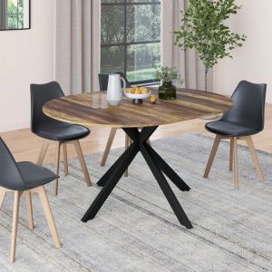 Mesa redonda extensible alix madera oscura - 110-150 cm