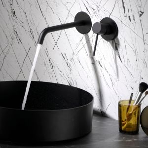 Imex - grifo monomando lavabo empotrado negro serie milos stick