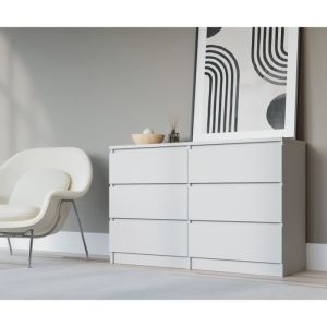 Cómoda 6 cajones - blanco mate - 138x39x79 cm
