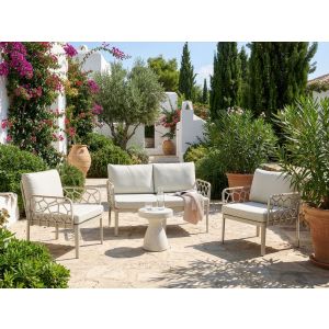 Conjunto de jardín 4 plazas eriche beige claro