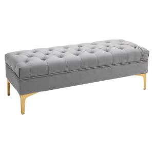 Banco de cama 118x45x42 cm poliéster color gris Homcom