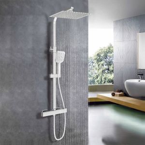 Aica columna de ducha termostática 30x30cm rociador cuadrado 73-117cm