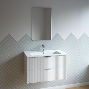 Mueble de baño con lavabo 80 cm blanco mdf ondulado