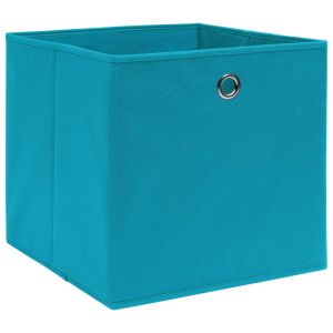 vidaXL cajas de almacenaje 4 uds tela no tejida azul bebé 28x28x28 cm