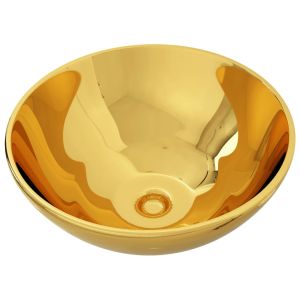 vidaXL lavabo 32,5x14 cm cerámica dorado