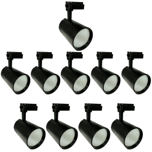 10x foco LED carril 30w, blanco 4200k, 3000 lm, 220v monofásico, negro