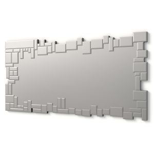 Dekoarte - espejos decorativos modernos de pared irregular plata | 140x70cm