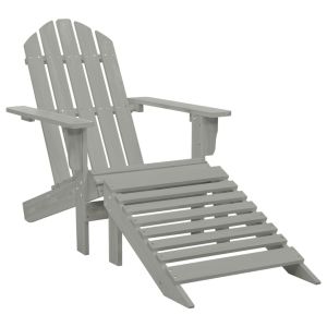 vidaXL silla de jardín con otomana de madera gris