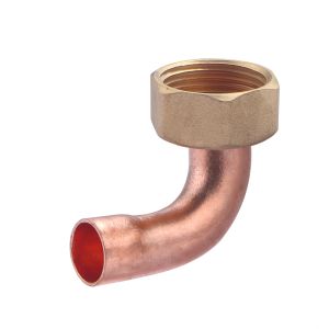 Codo de 2 piezas ø 14 mm - salida h con tuerca giratoria de 3/4