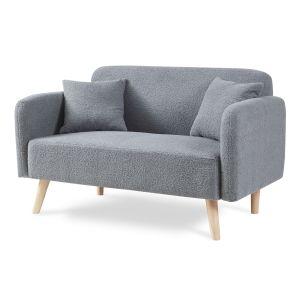 Sofá de 2 plazas midt bouclé 132x70x81 cm - gris [en.casa]