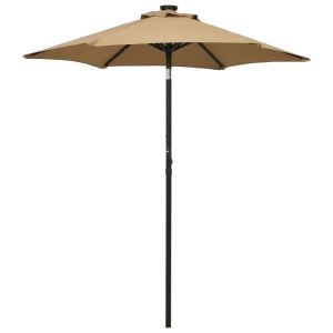 Sombrilla de jardín con luces LED aluminio taupe 200x211 cm eerf7891