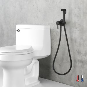 Kibath grifo wc higiene íntima 2 aguas negro mate fabricado en latón