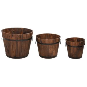 vidaXL juego de maceteros cubo de madera 3 piezas madera maciza abeto