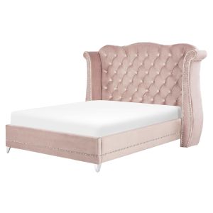 Cama terciopelo ayette 180 x 200 cm rosa pastel
