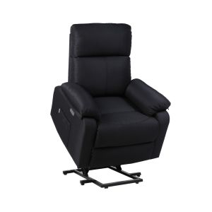 Ecode® sillón eléctrico de tela Negro con levantapersonas calor y usb