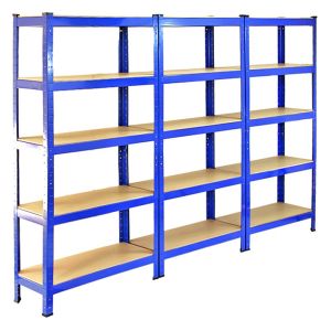 3 estanterías t-rax, azul, 75cm ancho x 30cm fondo