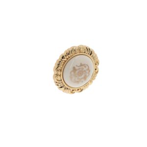 Pomo para muebles en zamac y porcelana diám 41mm dorado lote de 6