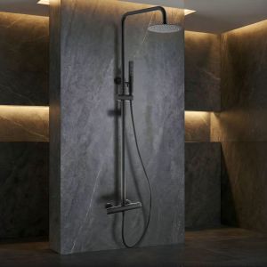 Imex - columna ducha termostática con grifo negro serie nápoles