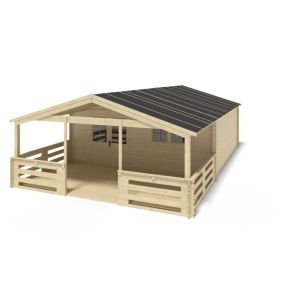 Caseta de jardín de madera - 6x6 m - 54 m2 con terraza