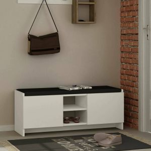Zapatero axar, un estante, madera blanca 110x37x43h cm
