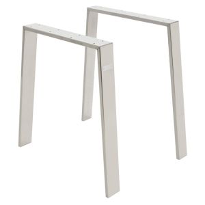 2x patas de mesa industrial loft 75x72 cm en acero plateado forma u