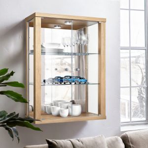 K-möbel armario colgante cristal haya (80x60x25 cm) con LED y espejo